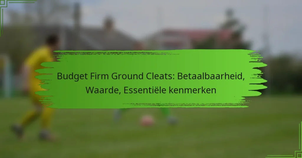 Budget Firm Ground Cleats: Betaalbaarheid, Waarde, Essentiële kenmerken