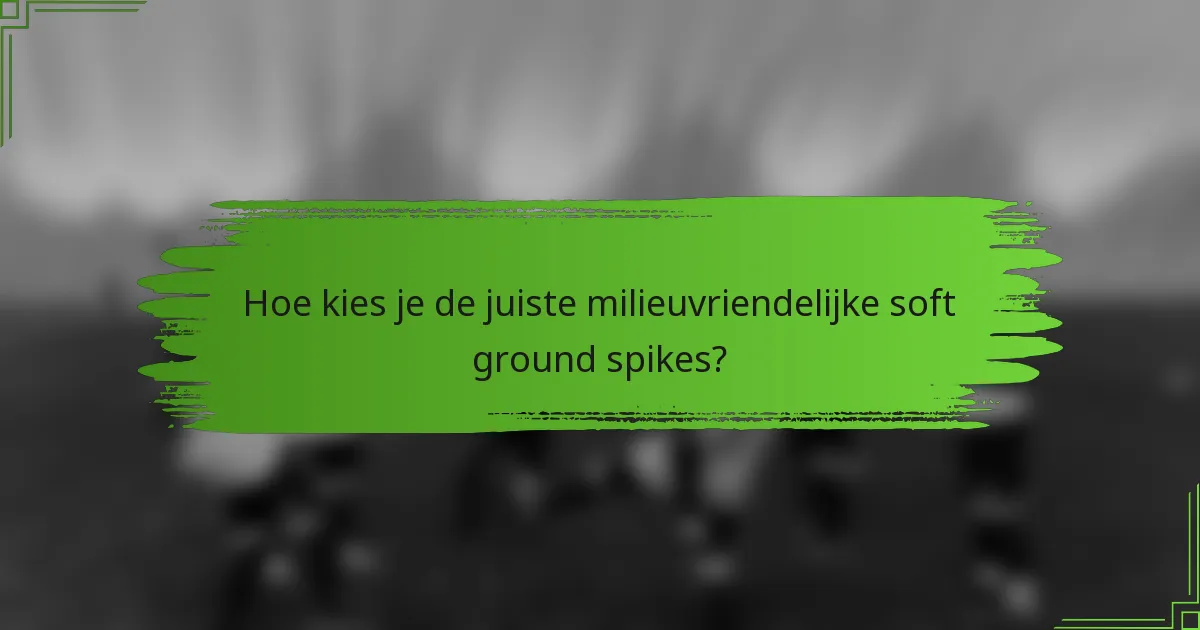 Hoe kies je de juiste milieuvriendelijke soft ground spikes?