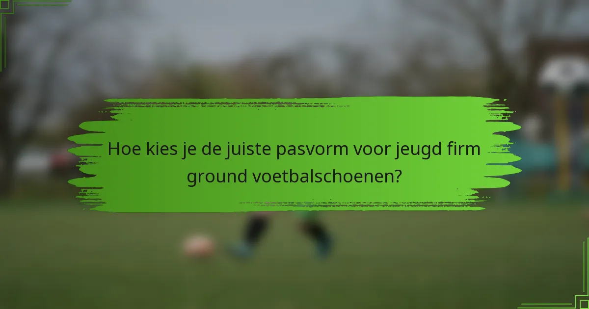 Hoe kies je de juiste pasvorm voor jeugd firm ground voetbalschoenen?