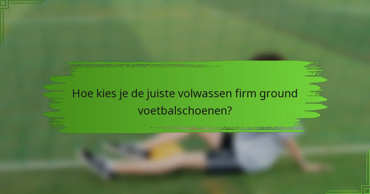 Hoe kies je de juiste volwassen firm ground voetbalschoenen?