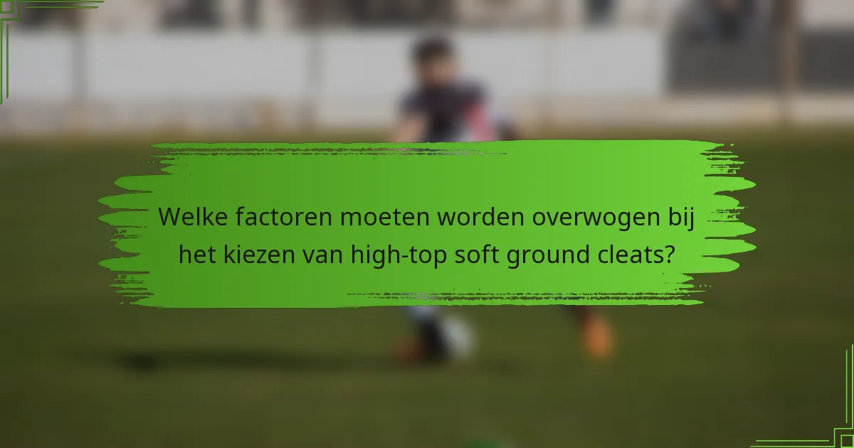 Welke factoren moeten worden overwogen bij het kiezen van high-top soft ground cleats?