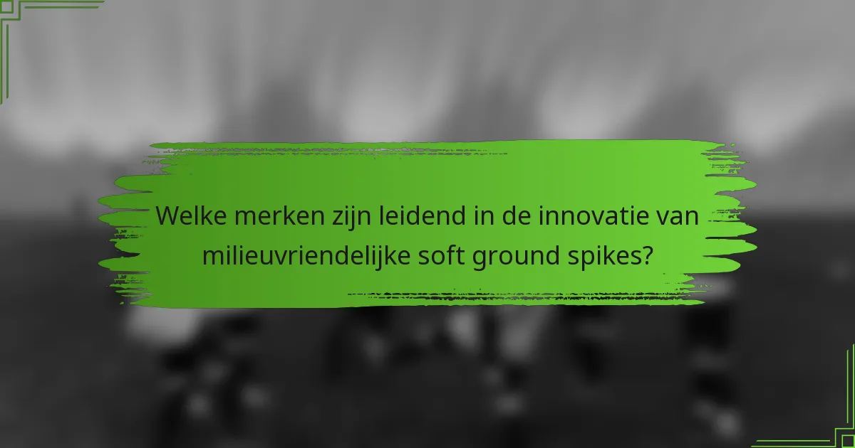 Welke merken zijn leidend in de innovatie van milieuvriendelijke soft ground spikes?